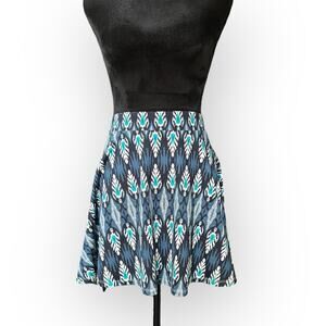 Aeropostale Women's Blue, White & Black Knit Pull-On Skater Mini Skirt Size XL